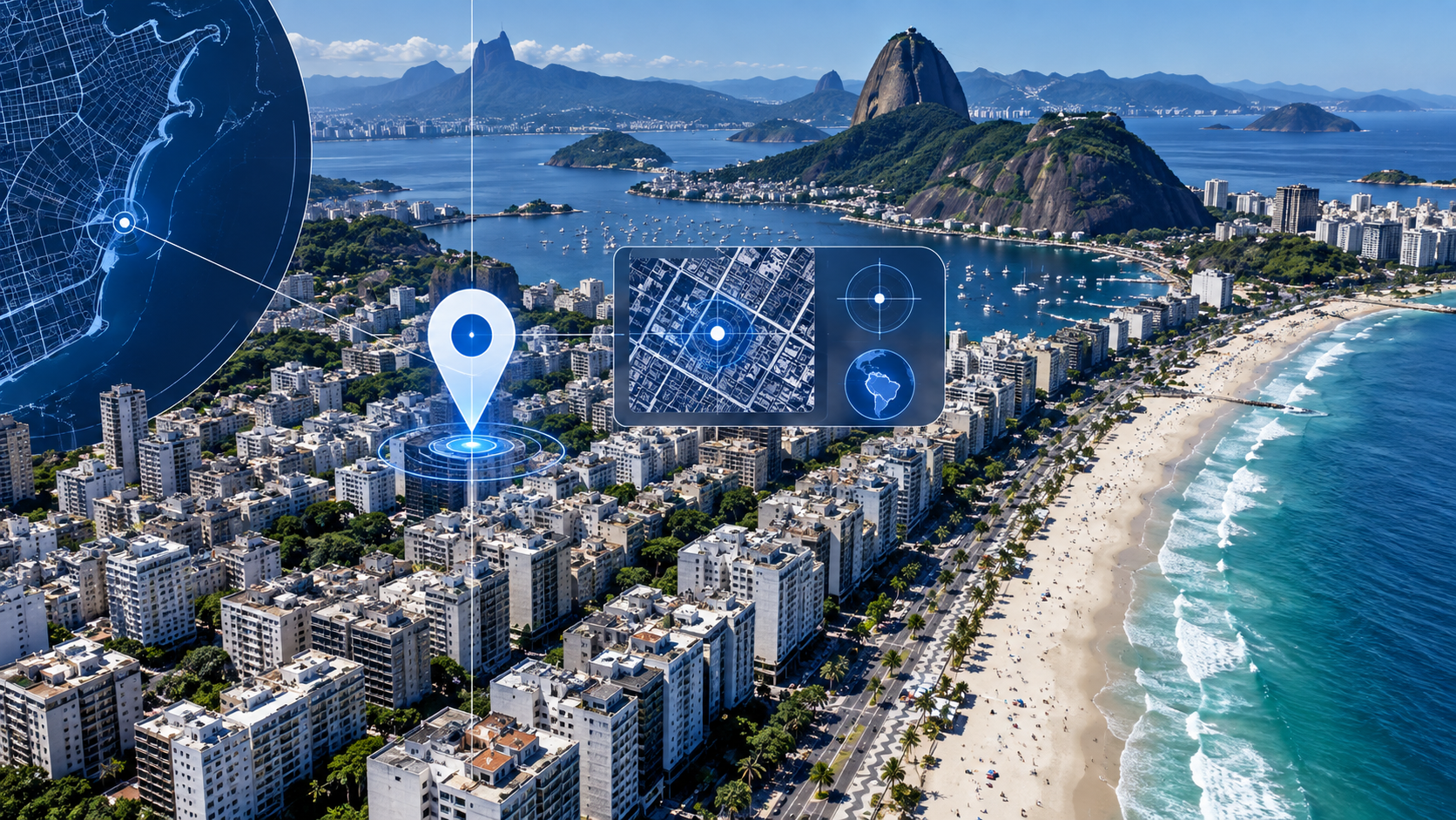 Mapa urbano e coordenadas usadas para localizar corretamente um ativo